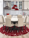Berber Lattice Shag Collection Area Rug - Atlas (Burgundy Red) Round Burgundy Red  lifestyle 18