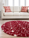 Berber Lattice Shag Collection Area Rug - Atlas (Burgundy Red) Round Burgundy Red  lifestyle 19