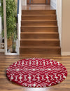 Berber Lattice Shag Collection Area Rug - Atlas (Burgundy Red) Round Burgundy Red  lifestyle 24