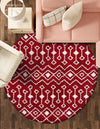 Berber Lattice Shag Collection Area Rug - Atlas (Burgundy Red) Round Burgundy Red  lifestyle 25