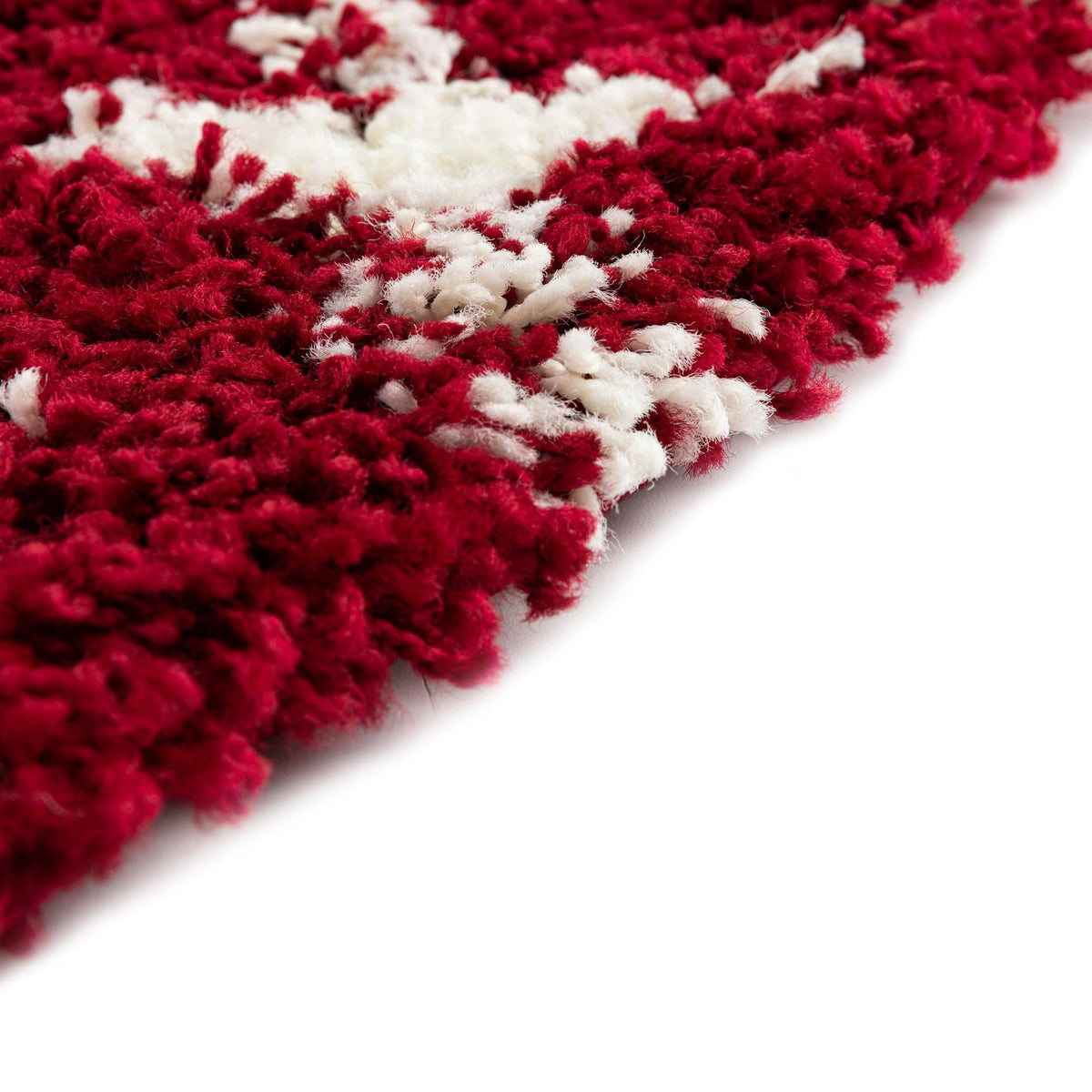 Berber Lattice Shag Collection Area Rug - Atlas (Burgundy Red) Round Burgundy Red  lifestyle 5