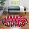 Berber Lattice Shag Collection Area Rug - Atlas (Burgundy Red) Round Burgundy Red  lifestyle 16