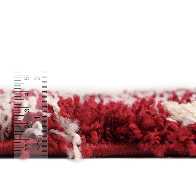 Berber Lattice Shag Collection Area Rug - Atlas (Burgundy Red) Runner Burgundy Red  lifestyle 3