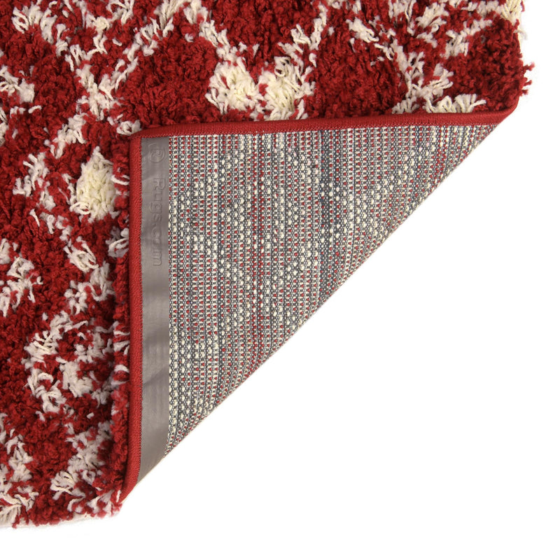Berber Lattice Shag Collection Area Rug - Atlas (Burgundy Red) Runner Burgundy Red  lifestyle 7