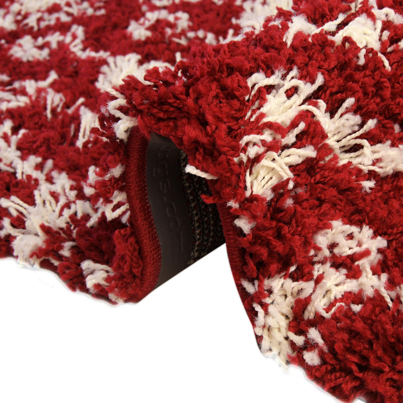 Berber Lattice Shag Collection Area Rug - Atlas (Burgundy Red) Runner Burgundy Red  lifestyle 8