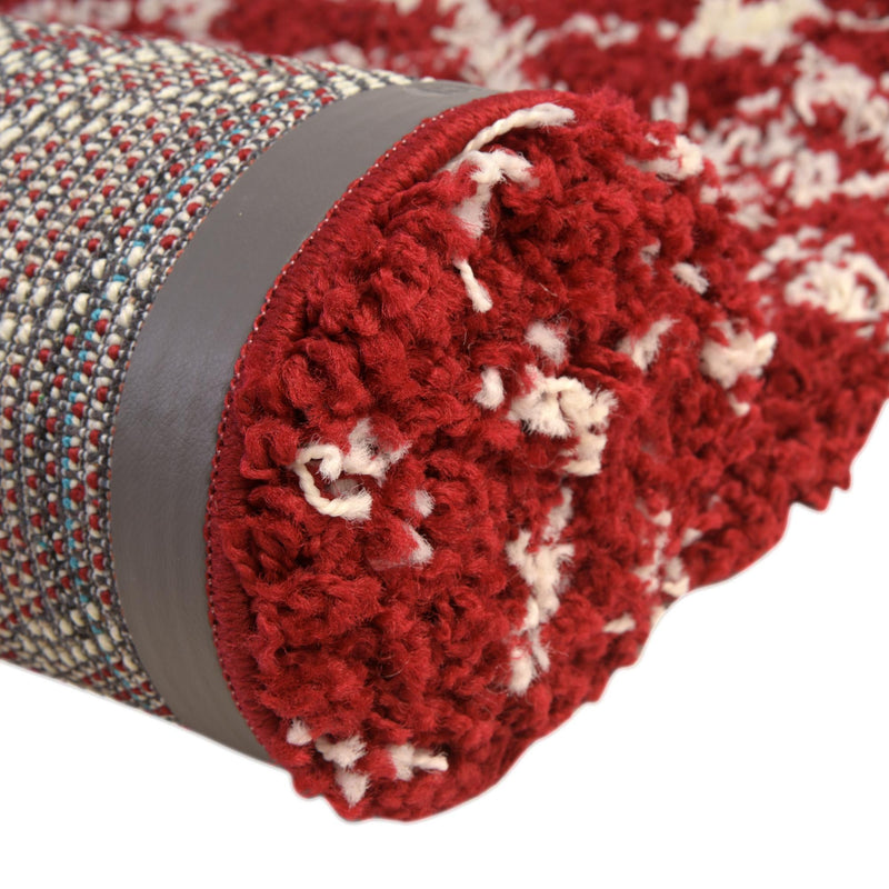 Berber Lattice Shag Collection Area Rug - Atlas (Burgundy Red) Runner Burgundy Red  lifestyle 10