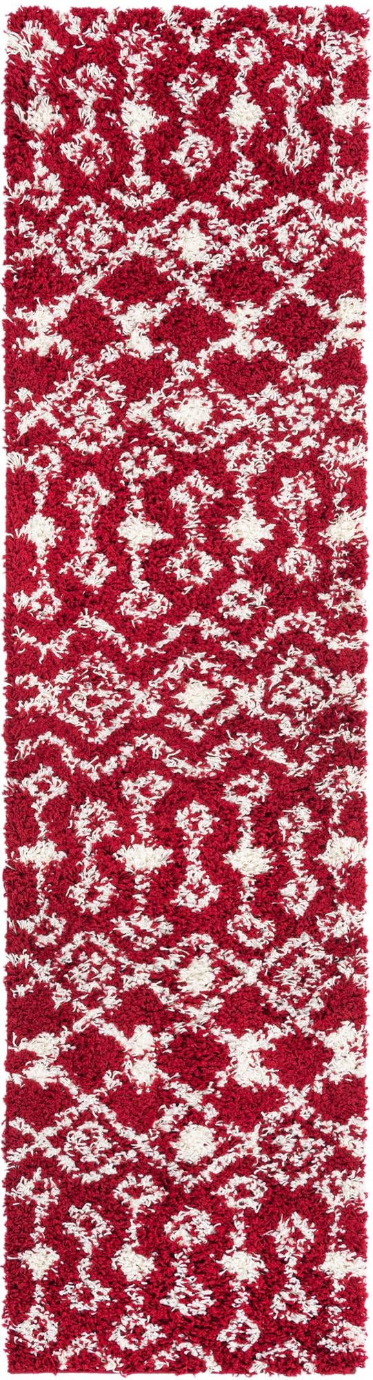 Berber Lattice Shag Collection Area Rug - Atlas (Burgundy Red) Runner Burgundy  lifestyle 26