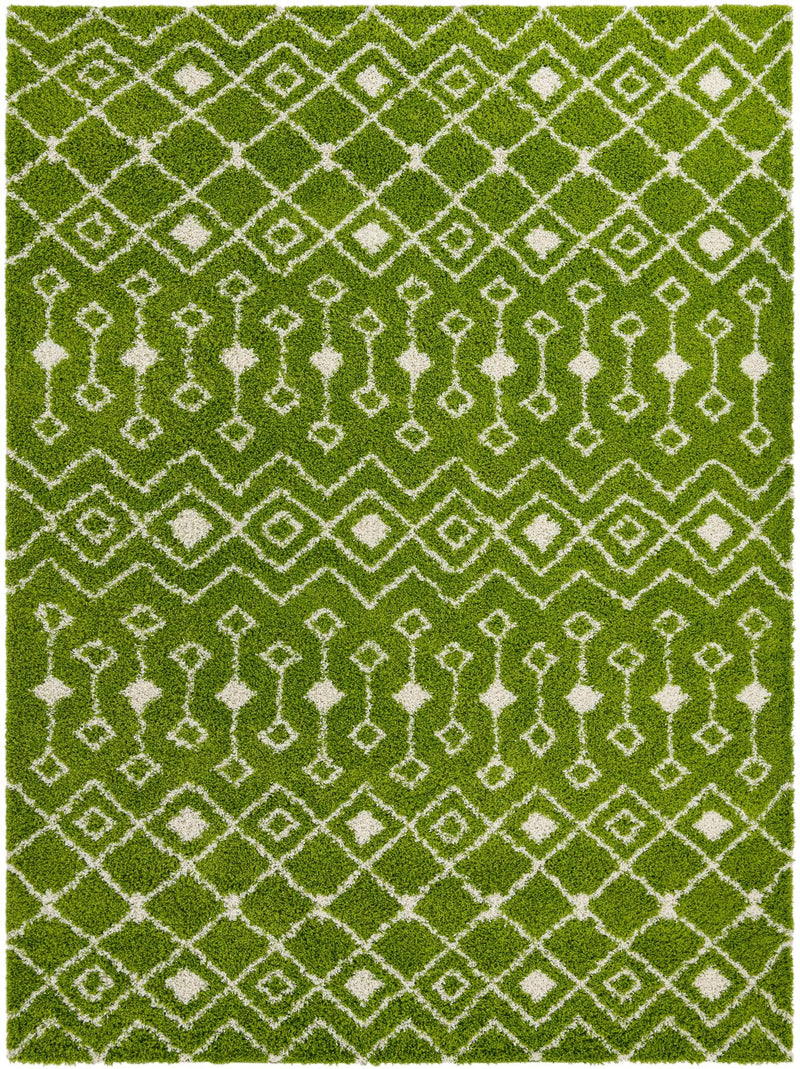 Berber Lattice Shag Collection Area Rug - Atlas (Green) Rectangle Green Main