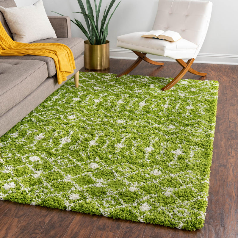 Berber Lattice Shag Collection Area Rug - Atlas (Green) Rectangle Green  lifestyle 15
