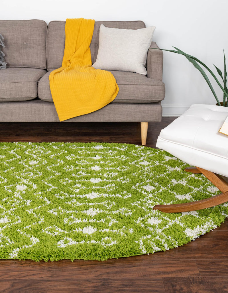 Berber Lattice Shag Collection Area Rug - Atlas (Green) Oval Green  lifestyle 0