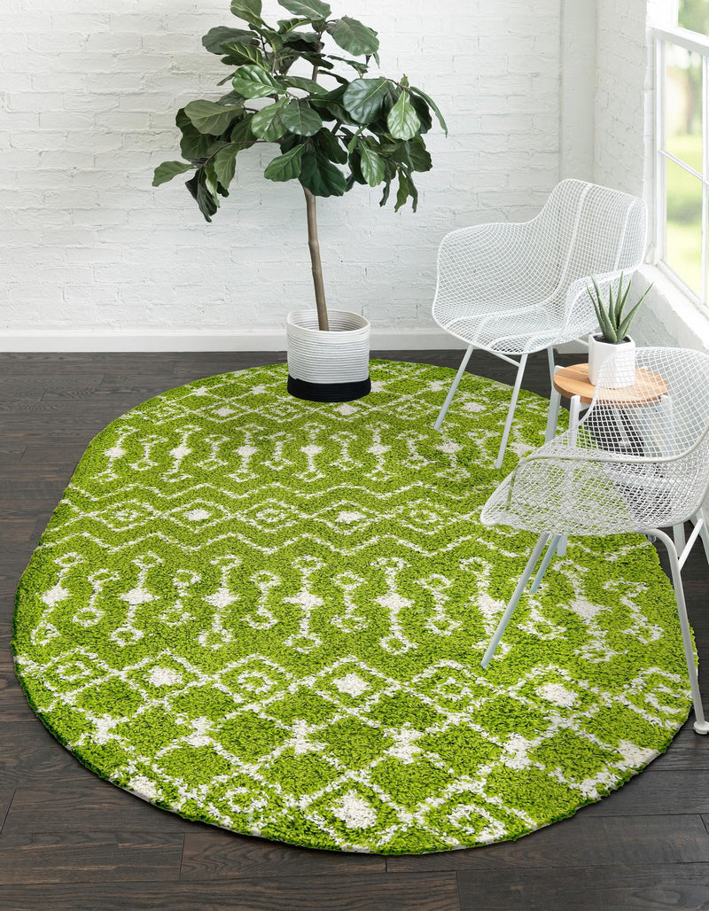 Berber Lattice Shag Collection Area Rug - Atlas (Green) Oval Green  lifestyle 23