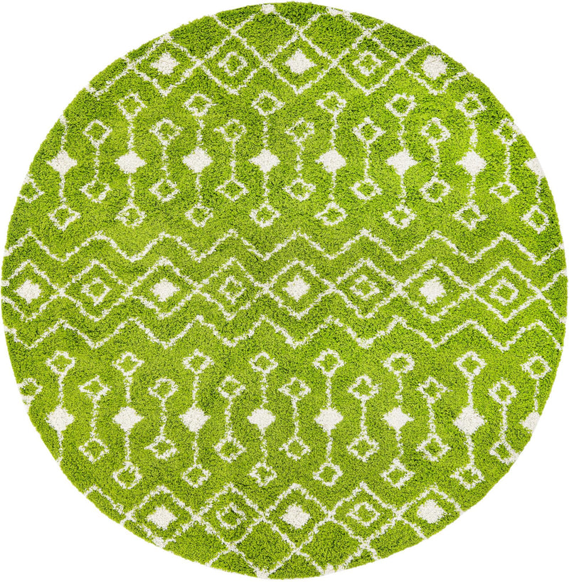 Berber Lattice Shag Collection Area Rug - Atlas (Green) Round Green Main