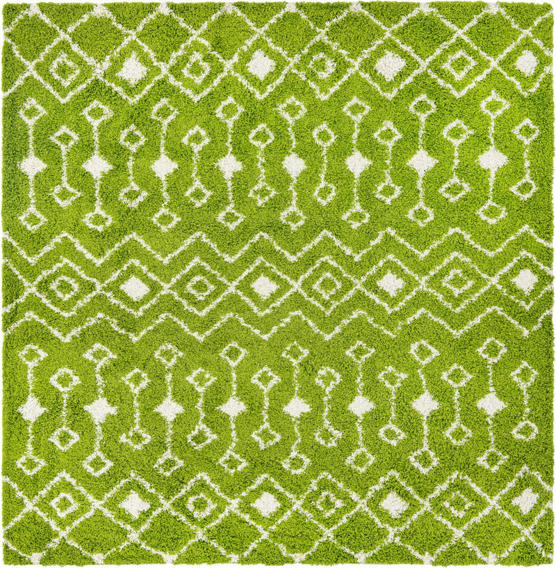Berber Lattice Shag Collection Area Rug - Atlas (Green) Square Green Main