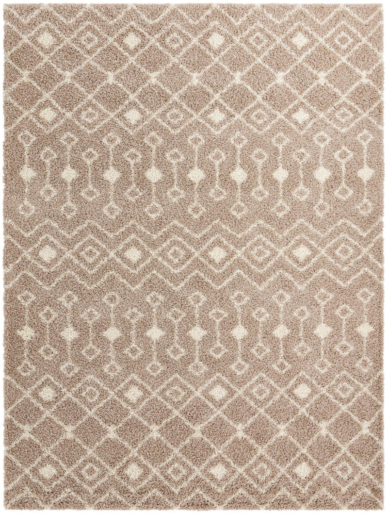Berber Lattice Shag Collection Area Rug - Atlas (Light Brown) Rectangle Light Brown Main