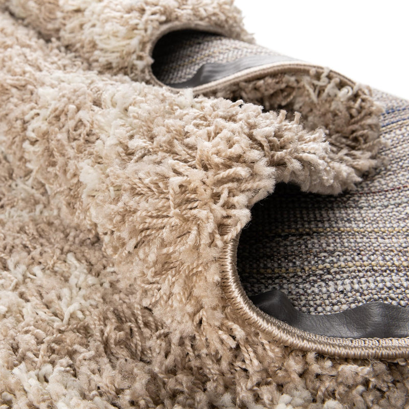 Berber Lattice Shag Collection Area Rug - Atlas (Light Brown) Round Light Brown  lifestyle 72