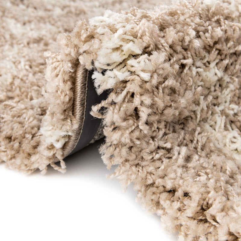 Berber Lattice Shag Collection Area Rug - Atlas (Light Brown) Round Light Brown  lifestyle 73