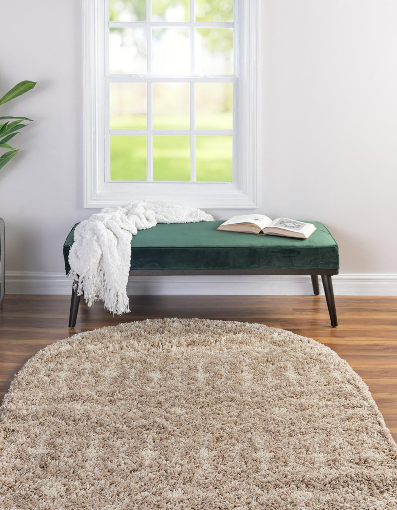 Berber Lattice Shag Collection Area Rug - Atlas (Light Brown) Oval Light Brown  lifestyle 2