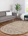 Berber Lattice Shag Collection Area Rug - Atlas (Light Brown) Oval Light Brown  lifestyle 20