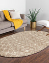Berber Lattice Shag Collection Area Rug - Atlas (Light Brown) Oval Light Brown  lifestyle 25