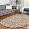 Berber Lattice Shag Collection Area Rug - Atlas (Light Brown) Oval Light Brown  lifestyle 13