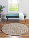 Berber Lattice Shag Collection Area Rug - Atlas (Light Brown) Round Light Brown  lifestyle 2