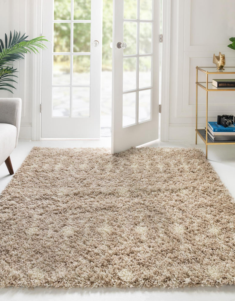 Berber Lattice Shag Collection Area Rug - Atlas (Light Brown) Square Light Brown  lifestyle 2