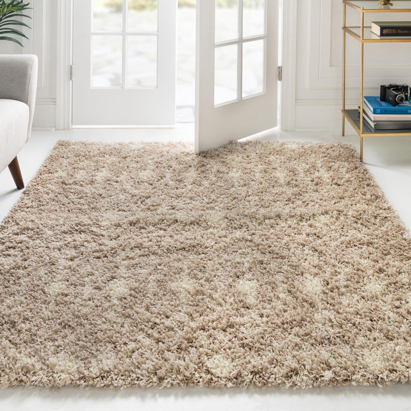 Berber Lattice Shag Collection Area Rug - Atlas (Light Brown) Square Light Brown  lifestyle 14