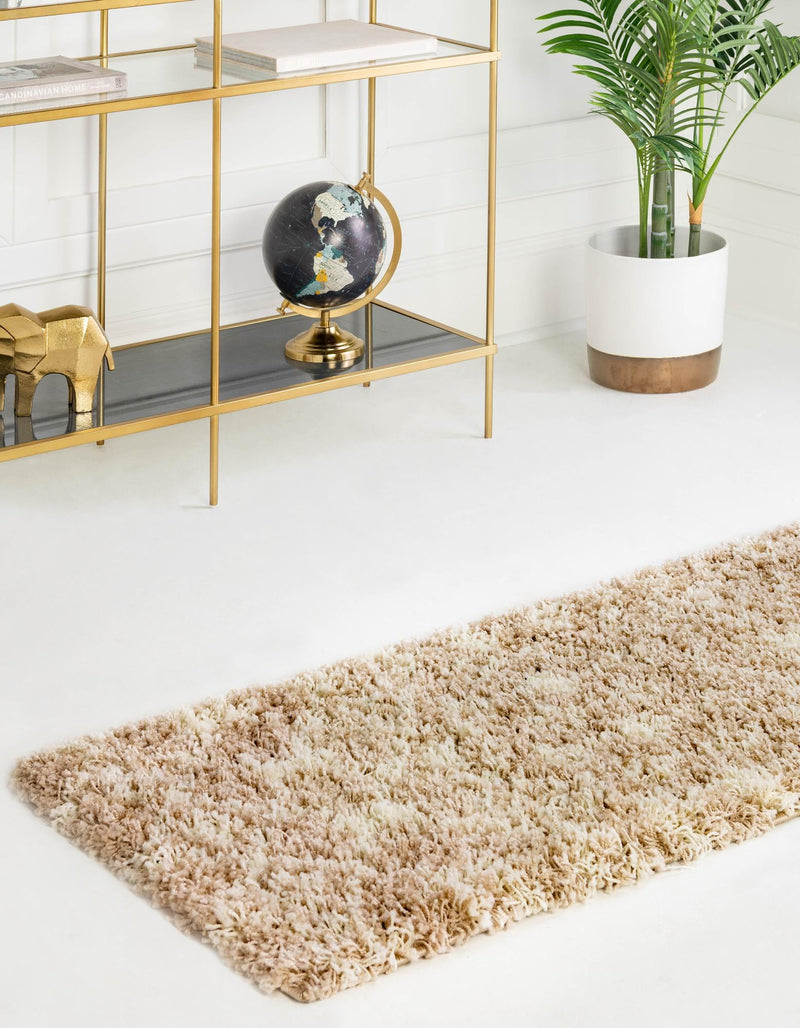 Berber Lattice Shag Collection Area Rug - Atlas (Light Brown) Runner Light Brown  lifestyle 2