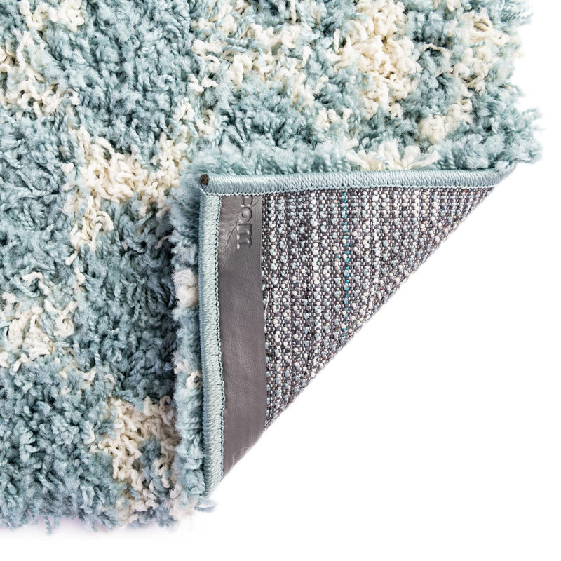 Berber Lattice Shag Collection Area Rug - Atlas (Light Blue) Square Light Blue  lifestyle 72
