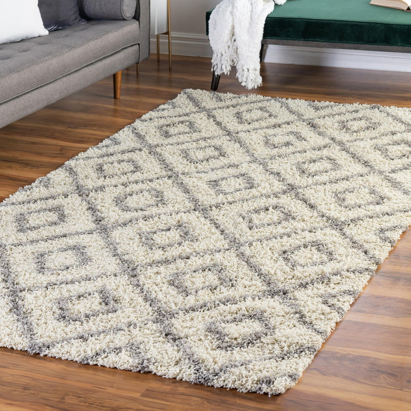 Lattice Loft Shag Collection Area Rug - Soho (Ivory) Rectangle Ivory  lifestyle 13