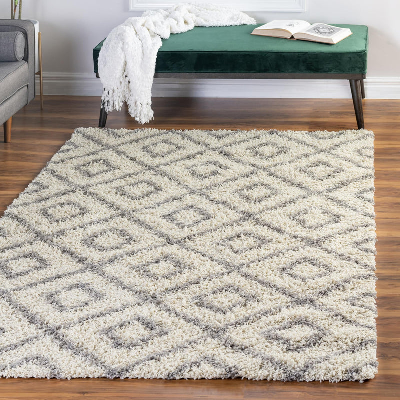 Lattice Loft Shag Collection Area Rug - Soho (Ivory) Rectangle Ivory  lifestyle 14
