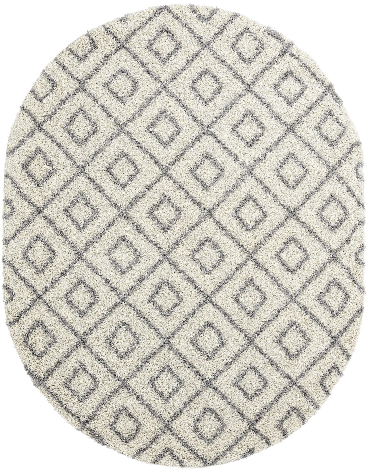 Lattice Loft Shag Collection Area Rug - Soho (Ivory) Oval Ivory Main