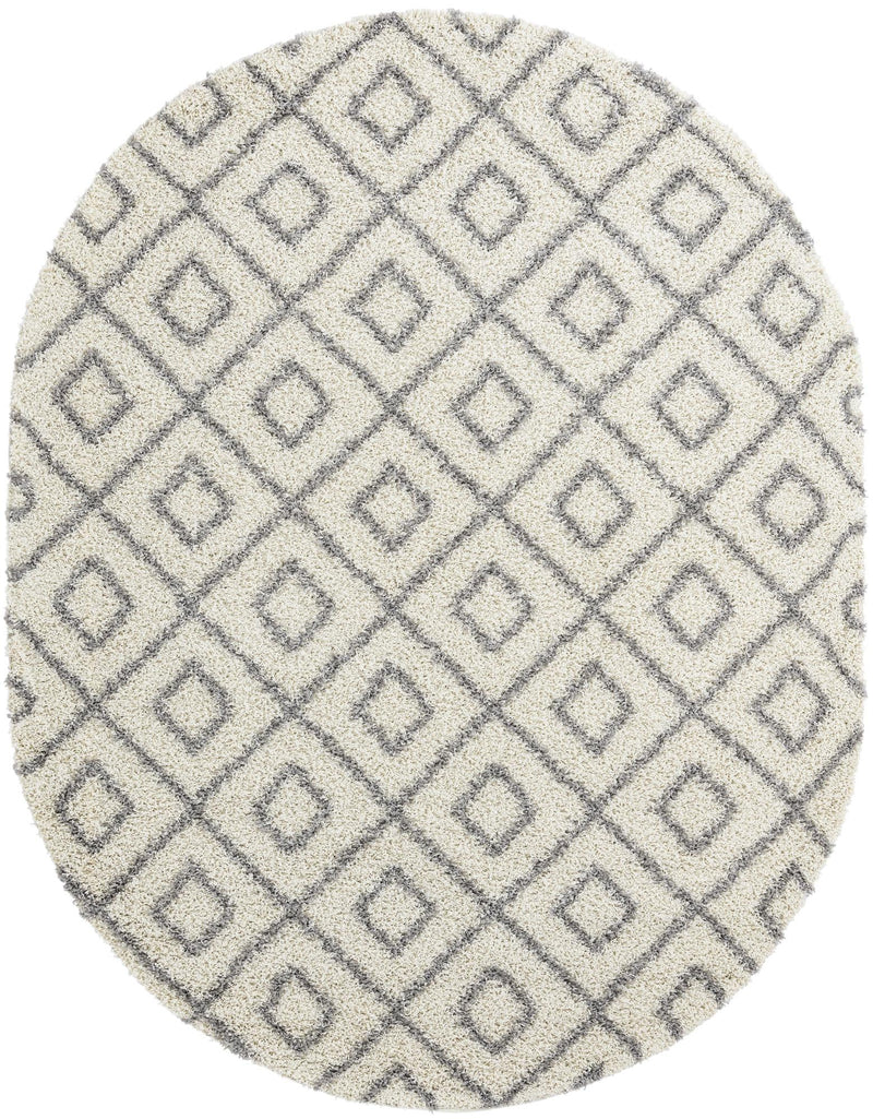 Lattice Loft Shag Collection Area Rug - Soho (Ivory) Oval Ivory Main