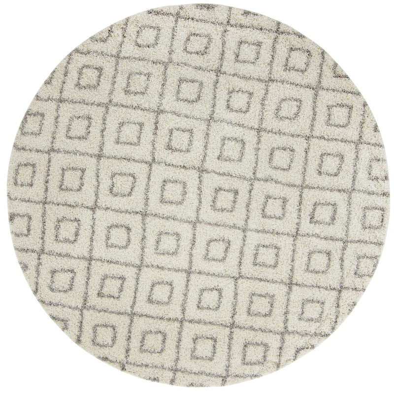 Lattice Loft Shag Collection Area Rug - Soho (Ivory) Round Ivory Main