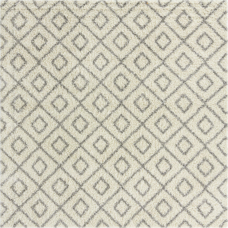 Lattice Loft Shag Collection Area Rug - Soho (Ivory) Square Ivory Main