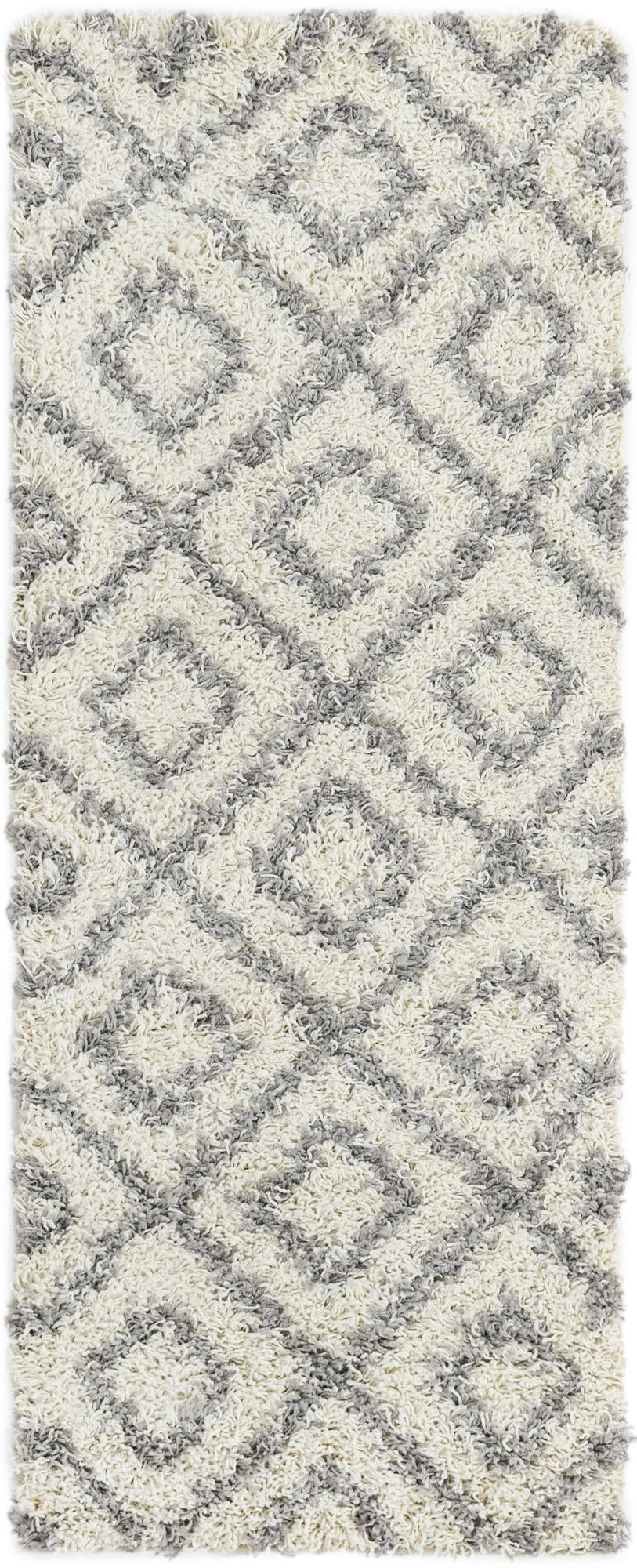 Lattice Loft Shag Collection Area Rug - Soho (Ivory) Runner Ivory Main