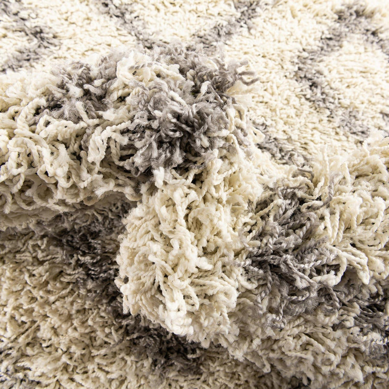 Lattice Loft Shag Collection Area Rug - Soho (Ivory) Runner Ivory  lifestyle 6