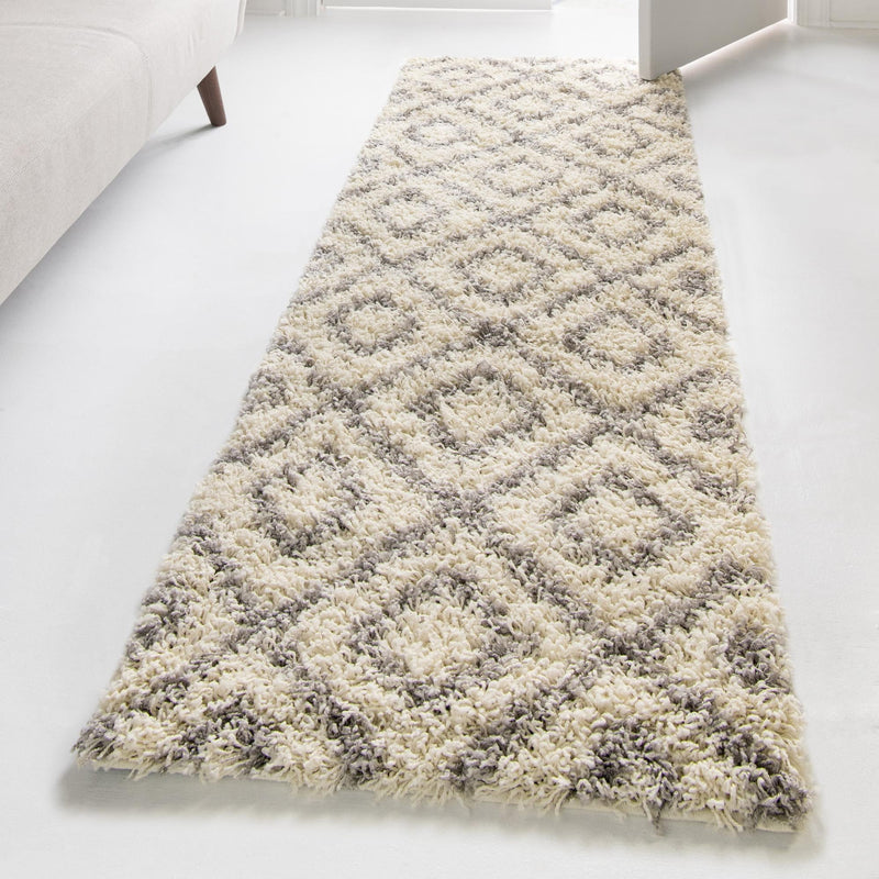 Lattice Loft Shag Collection Area Rug - Soho (Ivory) Runner Ivory  lifestyle 14