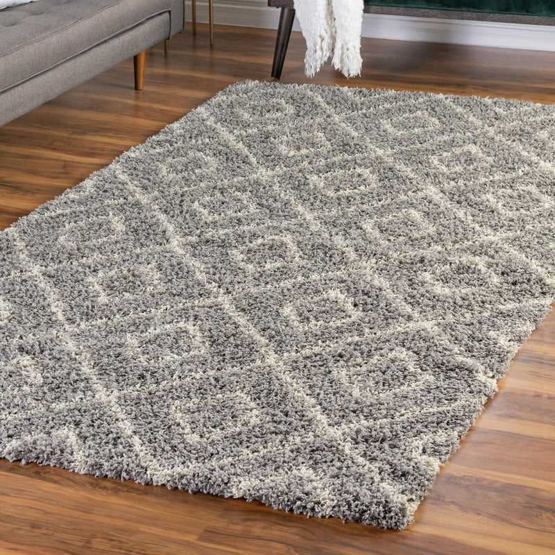Lattice Loft Shag Collection Area Rug - Soho (Gray) Rectangle Gray  lifestyle 13