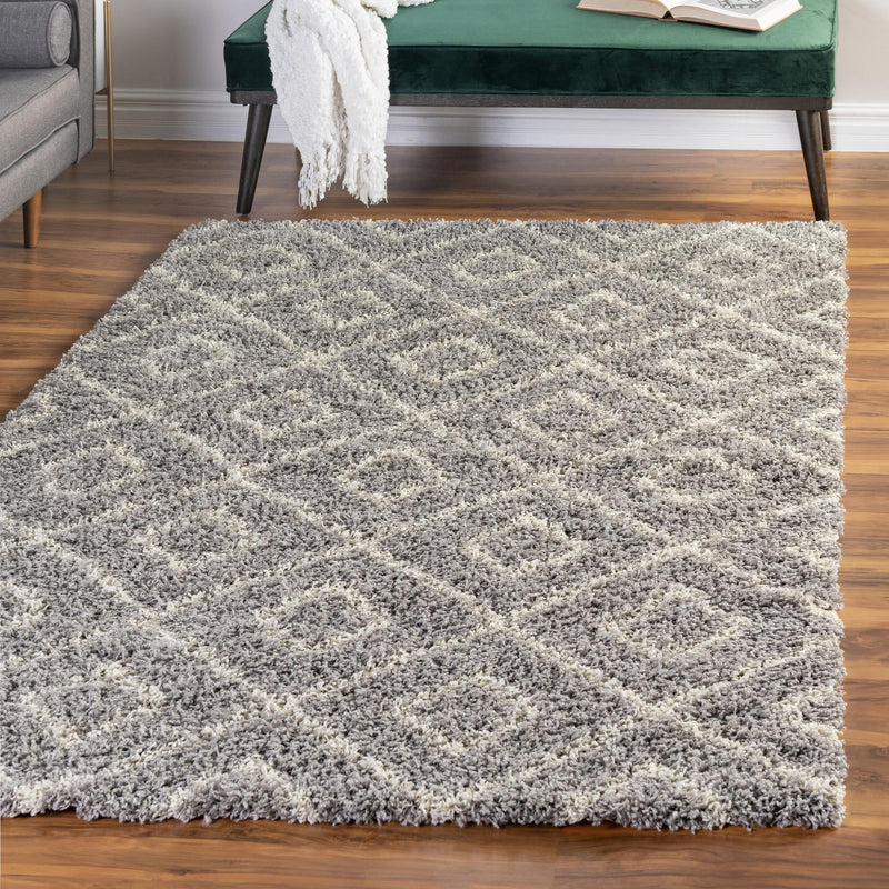 Lattice Loft Shag Collection Area Rug - Soho (Gray) Rectangle Gray  lifestyle 14