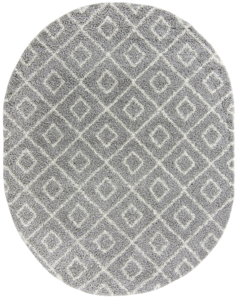 Lattice Loft Shag Collection Area Rug - Soho (Gray) Oval Gray Main