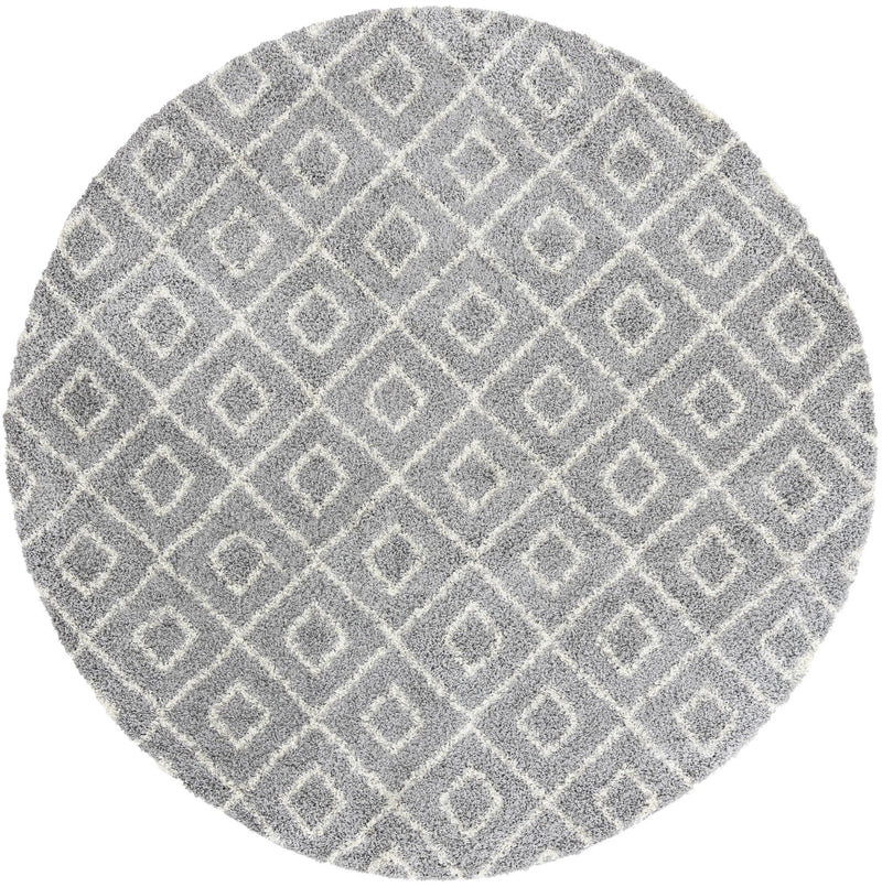 Lattice Loft Shag Collection Area Rug - Soho (Gray) Round Gray Main