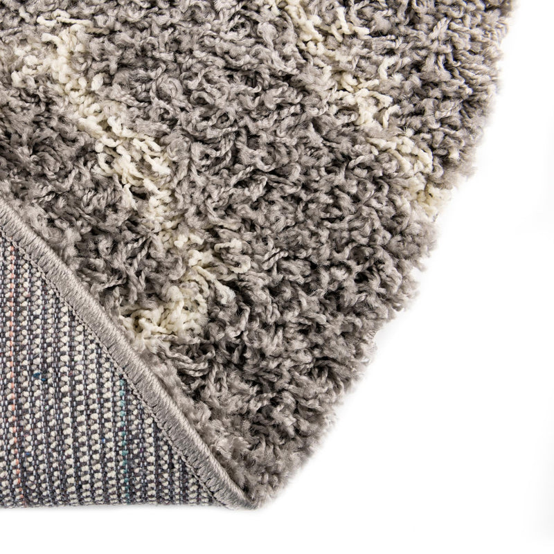 Lattice Loft Shag Collection Area Rug - Soho (Gray) Round Gray  lifestyle 7