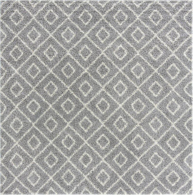 Lattice Loft Shag Collection Area Rug - Soho (Gray) Square Gray Main