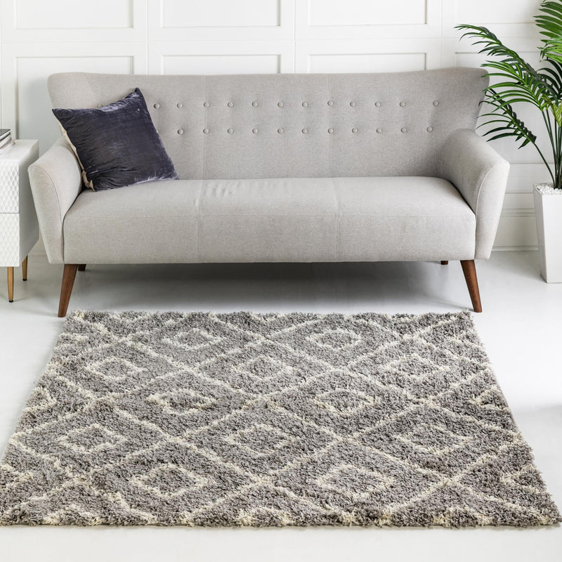 Lattice Loft Shag Collection Area Rug - Soho (Gray) Square Gray  lifestyle 14