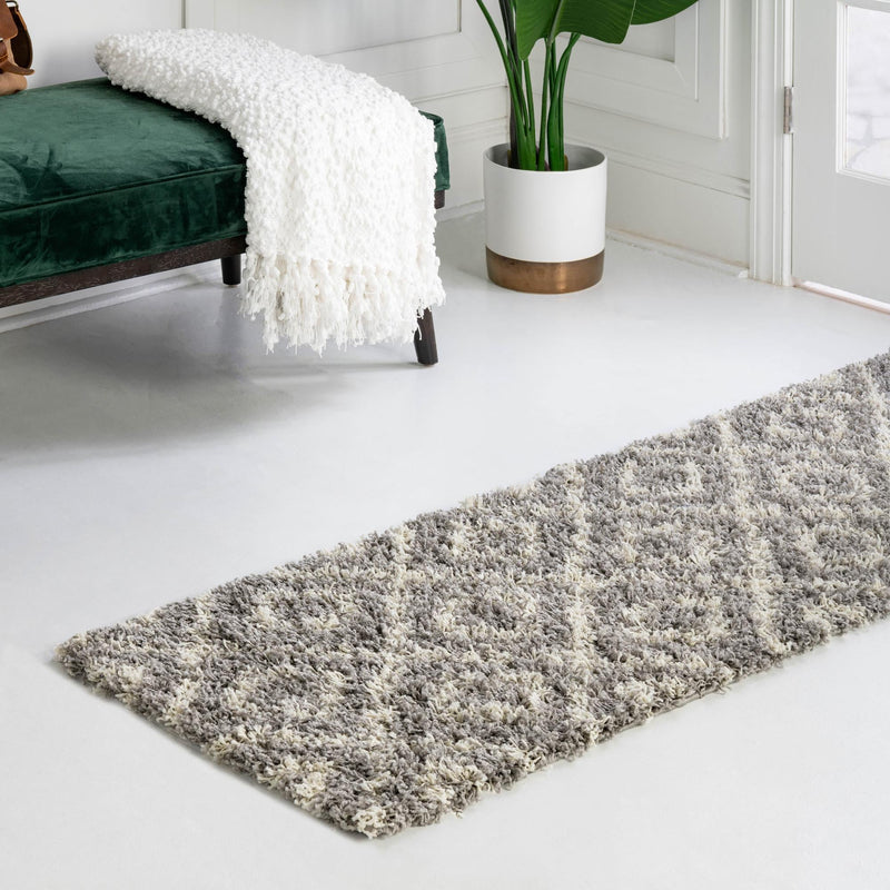 Lattice Loft Shag Collection Area Rug - Soho (Gray) Runner Gray  lifestyle 15
