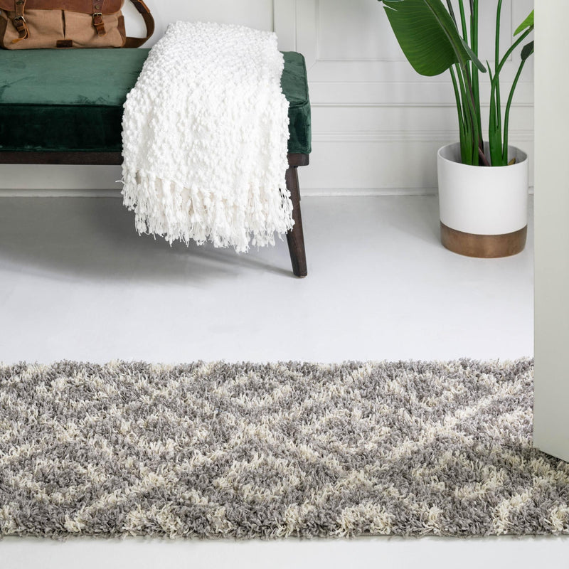 Lattice Loft Shag Collection Area Rug - Soho (Gray) Runner Gray  lifestyle 16