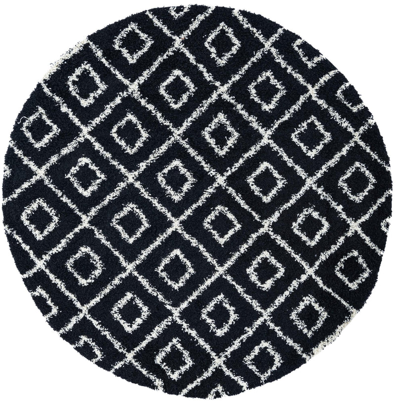 Trellis Haven Collection Area Rug - Soho (Black and White) Round Black and White  lifestyle 10