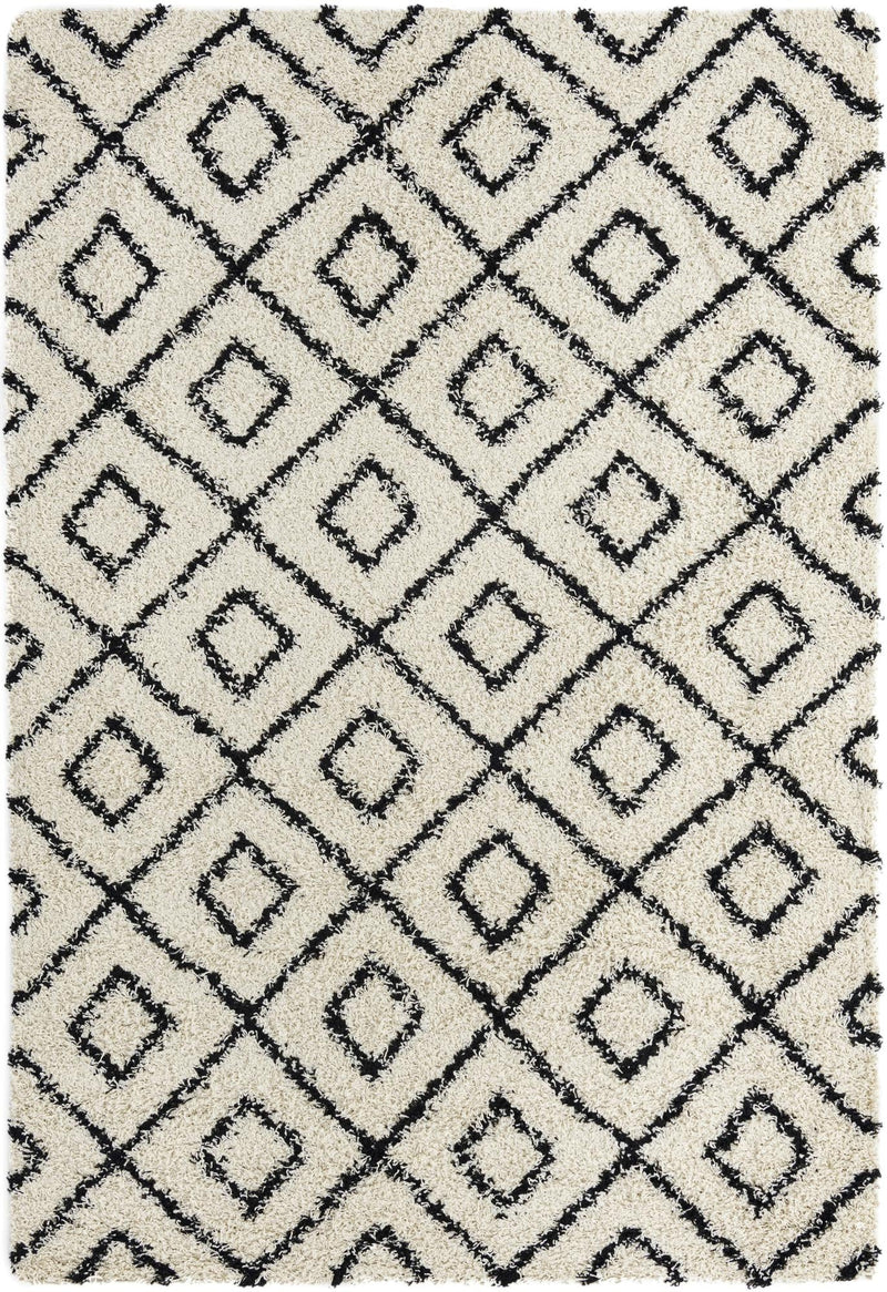 Trellis Haven Collection Area Rug - Soho (White and Black) Rectangle White and Black  lifestyle 2