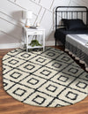 Trellis Haven Collection Area Rug - Soho (Black and White) Oval Black and White  lifestyle 23